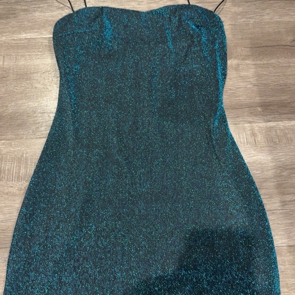 Dollhouse Strapless Teal Dress